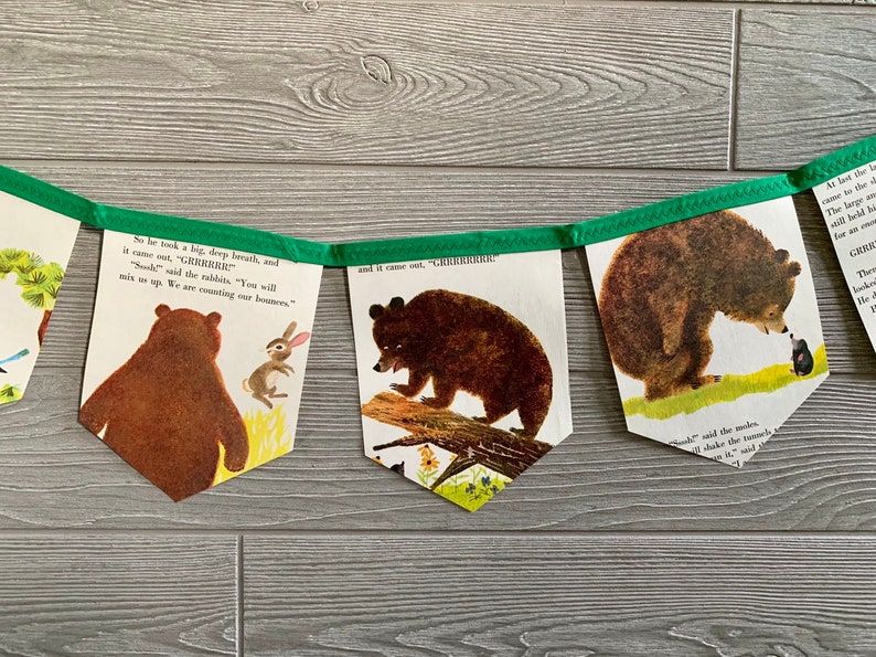 Bunting The Large and Growly Bear Little Golden Book Storybook Banner Garland
