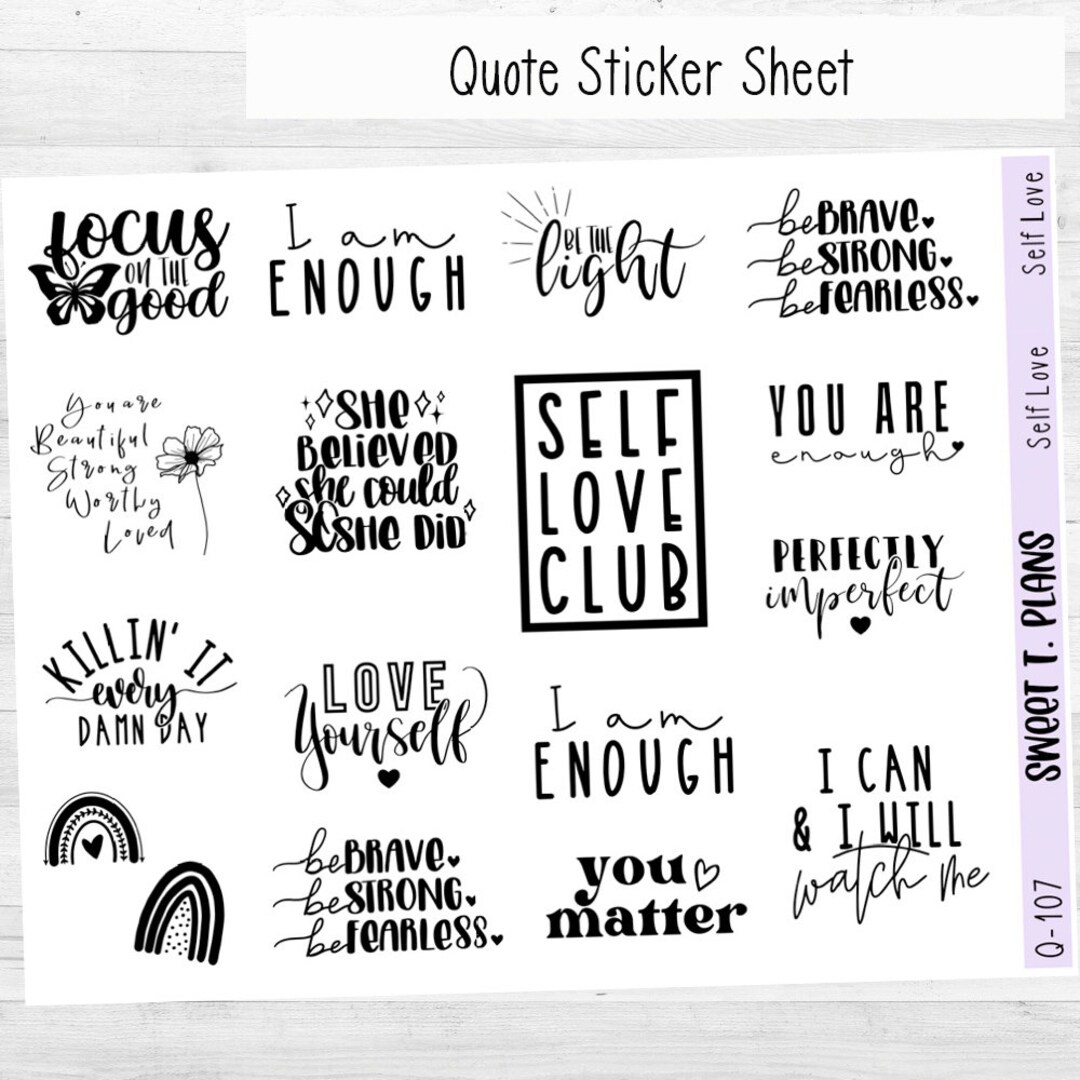 Positive Quotes Planner Sticker Sheet (Q110 Q111) – Sweet T. Plans