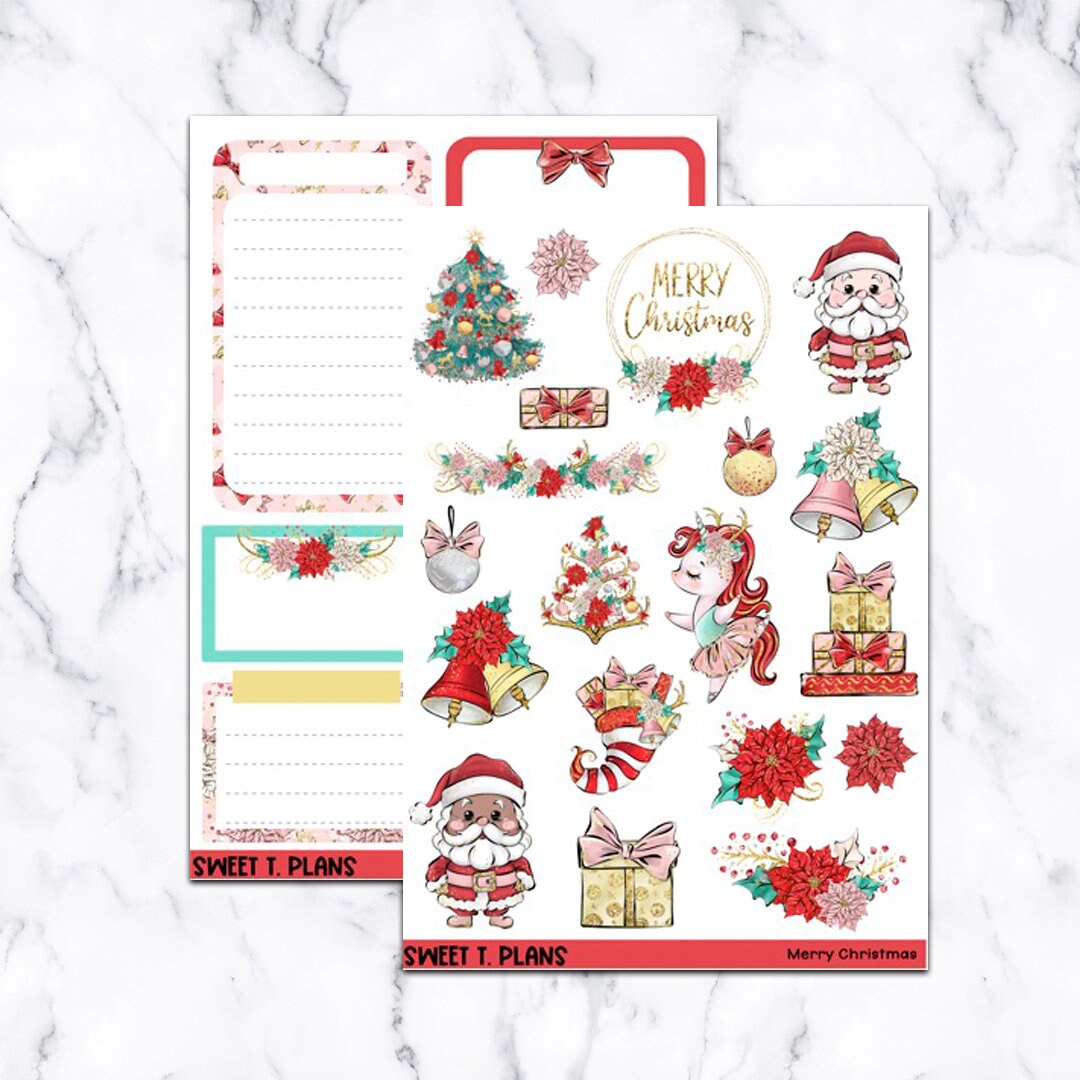 Merry Christmas Deco Sticker Kit Erin Condren Life Planner Happy ...