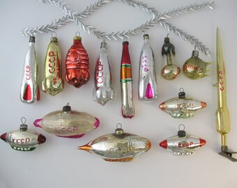 ZEPPELIN  Vintage Russian Christmas Ornament DIRIGIBLE Xmas Silver Pink Decor Collection New Year Blimp tree decor Airship Soviet USSR