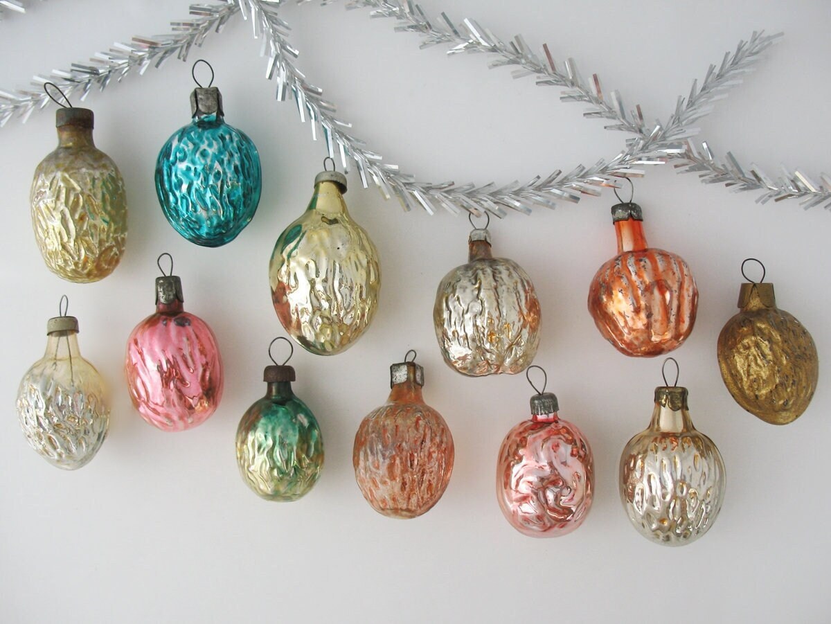 Noix Nuts One Glass Vintage Russe Ornement de Noël Rouge Rose Or Argent Orange Décor Collection Nouv
