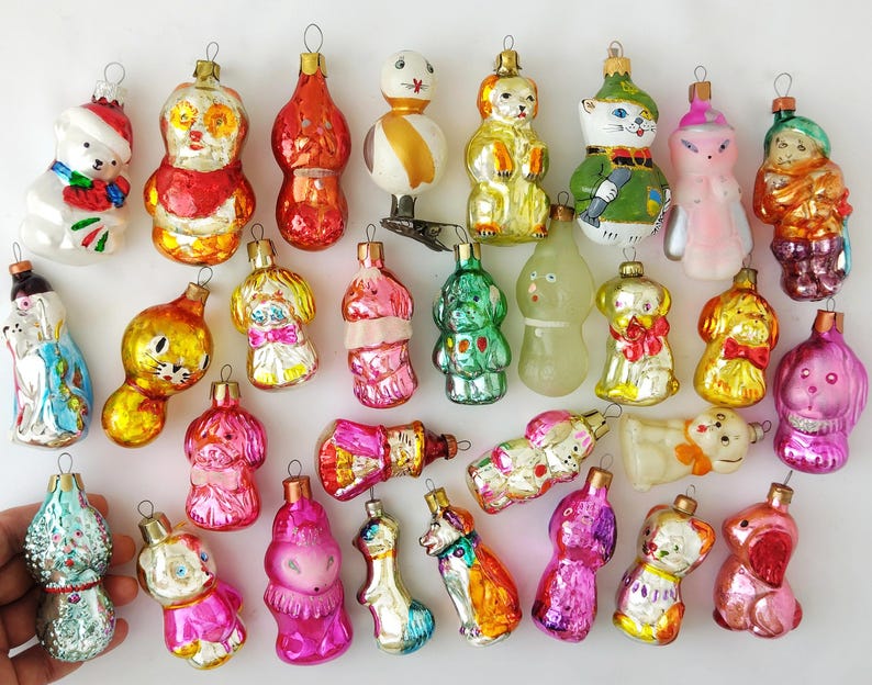 GATO, PERRO - Decoración de vidrio vintage, adornos navideños de plata y mercurio, regalo navideño RETRO o nuevo - Decoración para árbol: gatito, cachorro, kit de gatito imagen 5