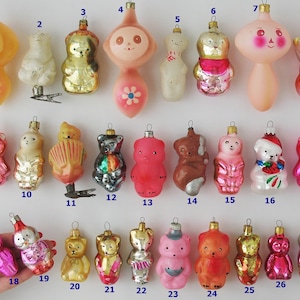 Björnar - VINTAGE Glasdekor, Retro Julgransprydnader, Silver-Kvicksilver Julklapp - Grandekoration: Isbjörnsunge, Cheburashka Djur bild 2