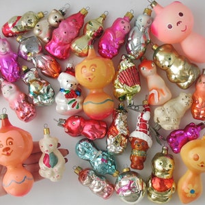 BEAR- Retro Christmas Ornament, Silver-Mercury Glass Vintage Home Decor, Xmas Holiday Gift Tree Decoration: Animals- Pink white Wolf Dog Fox