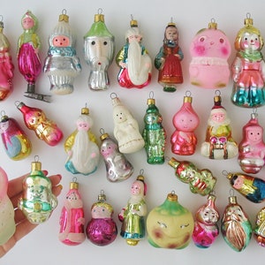 GIRL, Boy- Retro Christmas Tree Ornaments, Vintage Home Decoration, Silver-Mercury Glass Xmas Holiday Gift Decor Nesting doll child Spaceman