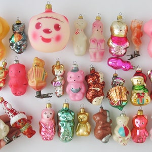 Björnar - VINTAGE Glasdekor, Retro Julgransprydnader, Silver-Kvicksilver Julklapp - Grandekoration: Isbjörnsunge, Cheburashka Djur bild 9