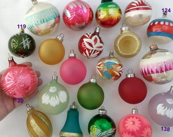 ヴィンテージ マーキュリーガラス クリスマスツリーボール：MCM 手描き