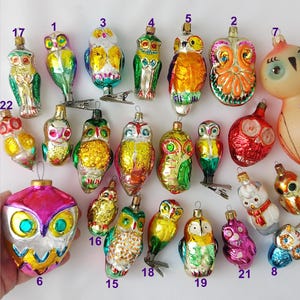 OWL- Retro Home Decor, VINTAGE Glass Christmas Ornaments, Silver-Mercury Xmas Holiday Gift- Tree Decoration: pink green Bird