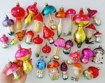 Pilz-Glas Vintage Weihnachtsschmuck, Retro Wohnkultur, Weihnachtsgeschenk, Rot, Weiß, Silber-Quecksilberfarbene Baumdekoration Amanita