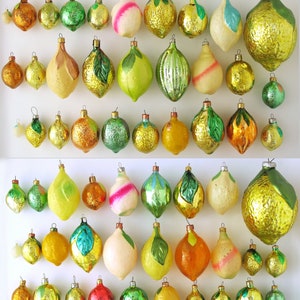 Lemon Glass Vintage Christmas Tree Ornaments, Retro Silver-mercury Home ...
