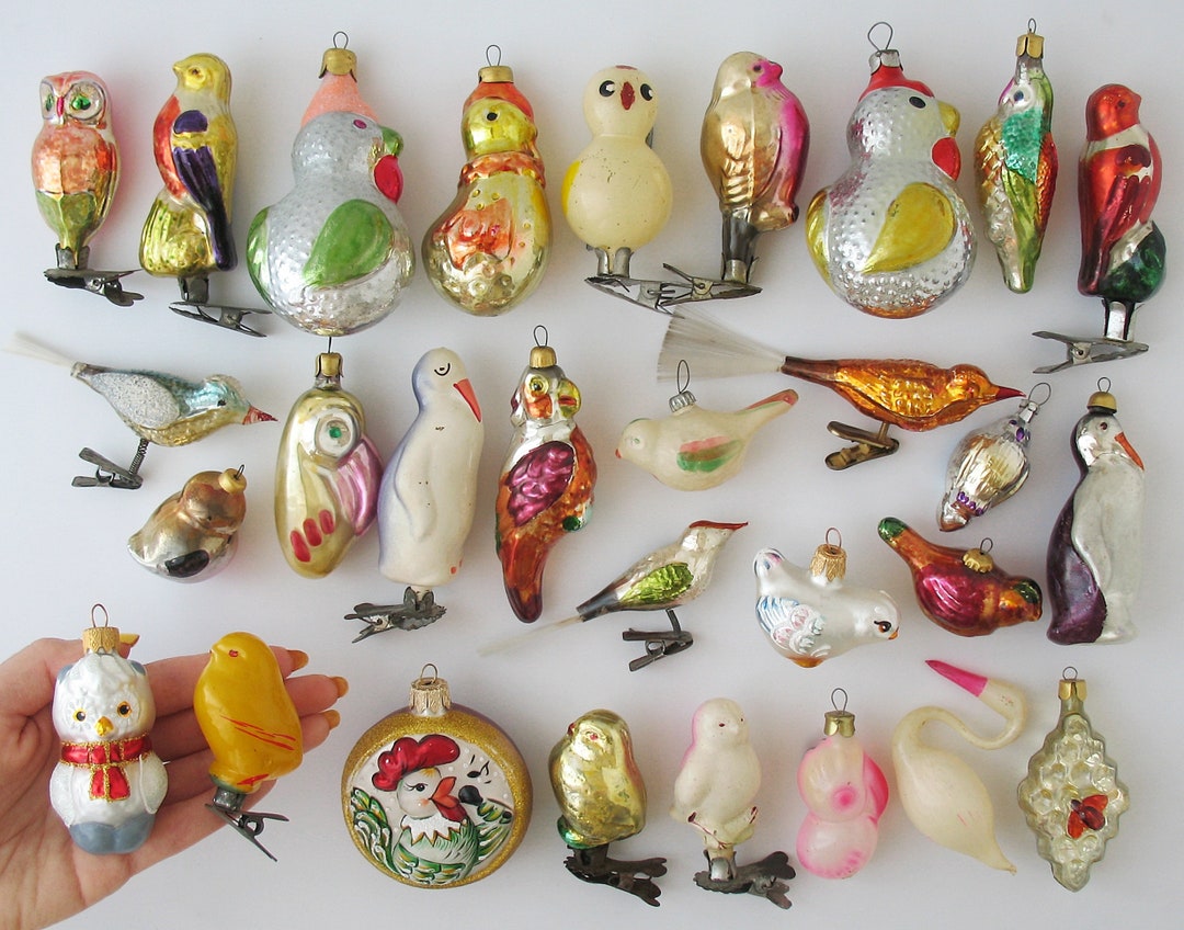 Bird VINTAGE Christmas Ornaments, RETRO Glass Home Decor, Silver — free download