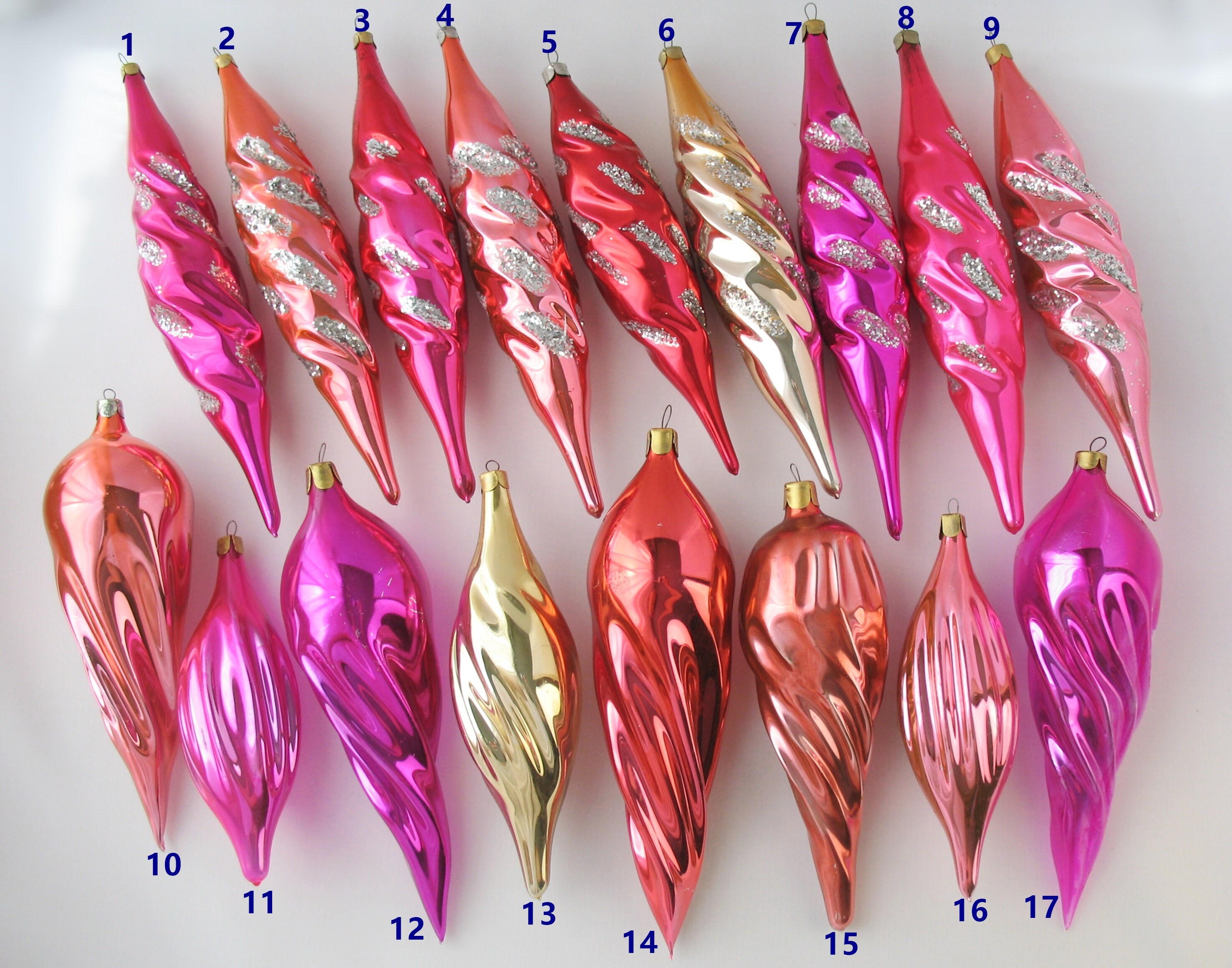 Big ICICLE Glass Vintage Christmas Tree Ornaments RETRO Home Etsy