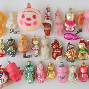 Björnar - VINTAGE Glasdekor, Retro Julgransprydnader, Silver-Kvicksilver Julklapp - Grandekoration: Isbjörnsunge, Cheburashka Djur bild 1