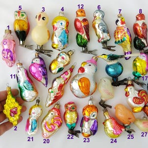 Bird- VINTAGE Christmas Ornaments, RETRO Glass Home Decor, Silver-Mercury Xmas Holiday Gift- Tree Decoration: Chicken, Penguin, Bullfinch