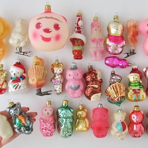 Björnar - VINTAGE Glasdekor, Retro Julgransprydnader, Silver-Kvicksilver Julklapp - Grandekoration: Isbjörnsunge, Cheburashka Djur bild 10