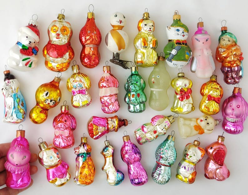 GATO, PERRO - Decoración de vidrio vintage, adornos navideños de plata y mercurio, regalo navideño RETRO o nuevo - Decoración para árbol: gatito, cachorro, kit de gatito imagen 7