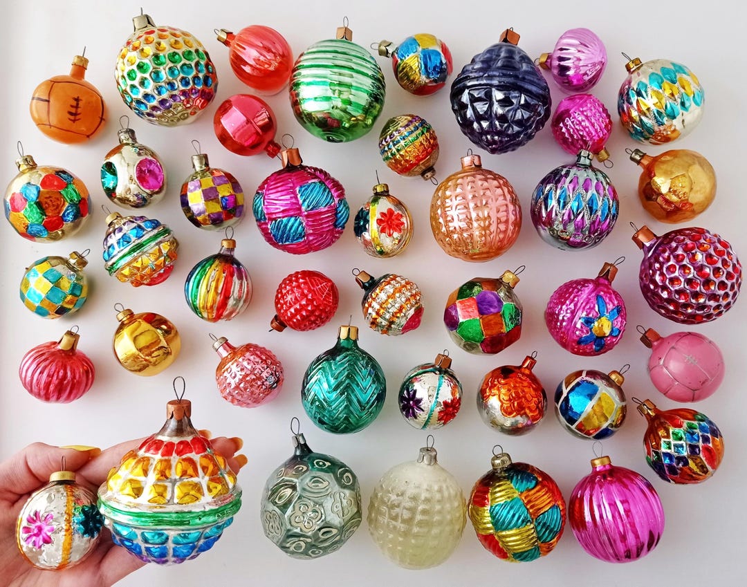 BALL With Pattern- Glass Vintage Home Decor, Silver-mercury Retro ...