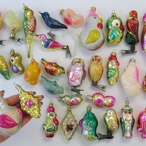 Bird- RETRO Glass Home Decor, VINTAGE Christmas Ornaments, Silver-Mercury Xmas Holiday Gift- Tree Decoration: Owl, Parrot, Chicken, Bee