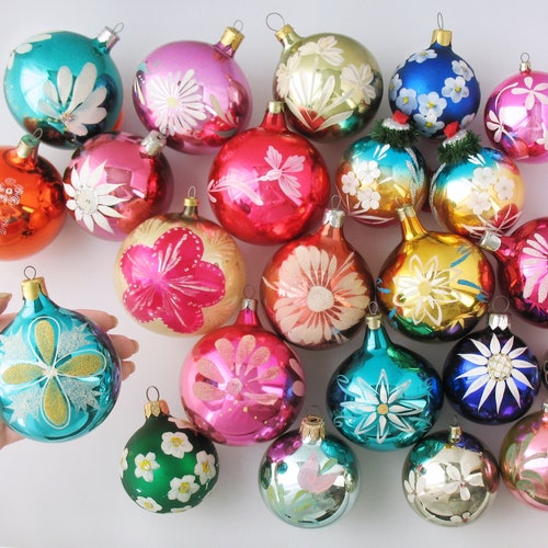 Glass Vintage Christmas Tree Ornament RETRO Xmas Home Decor Etsy