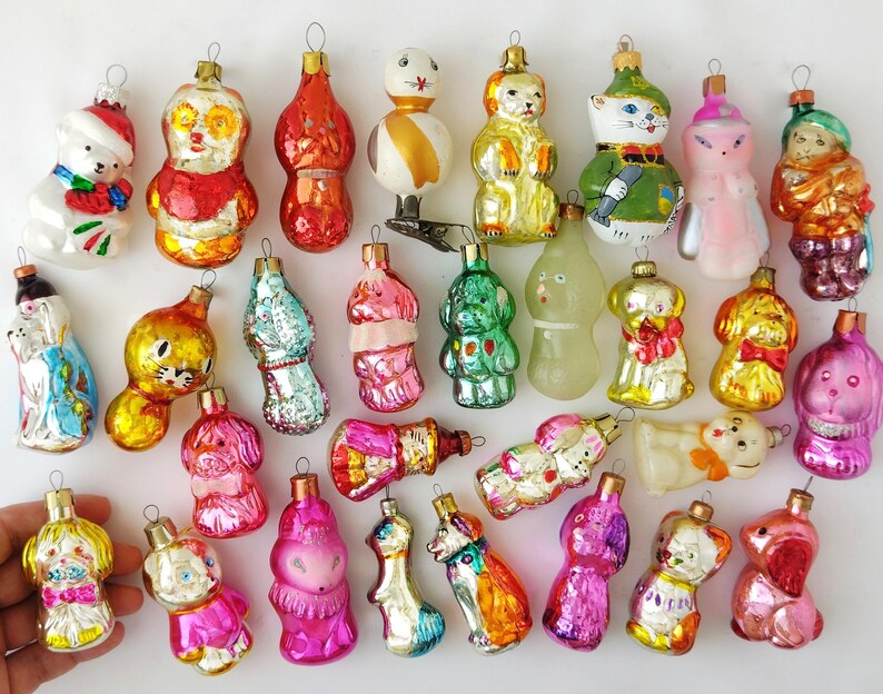 GATO, PERRO - Decoración de vidrio vintage, adornos navideños de plata y mercurio, regalo navideño RETRO o nuevo - Decoración para árbol: gatito, cachorro, kit de gatito imagen 10