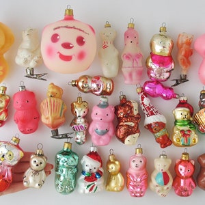 Björnar - VINTAGE Glasdekor, Retro Julgransprydnader, Silver-Kvicksilver Julklapp - Grandekoration: Isbjörnsunge, Cheburashka Djur bild 6