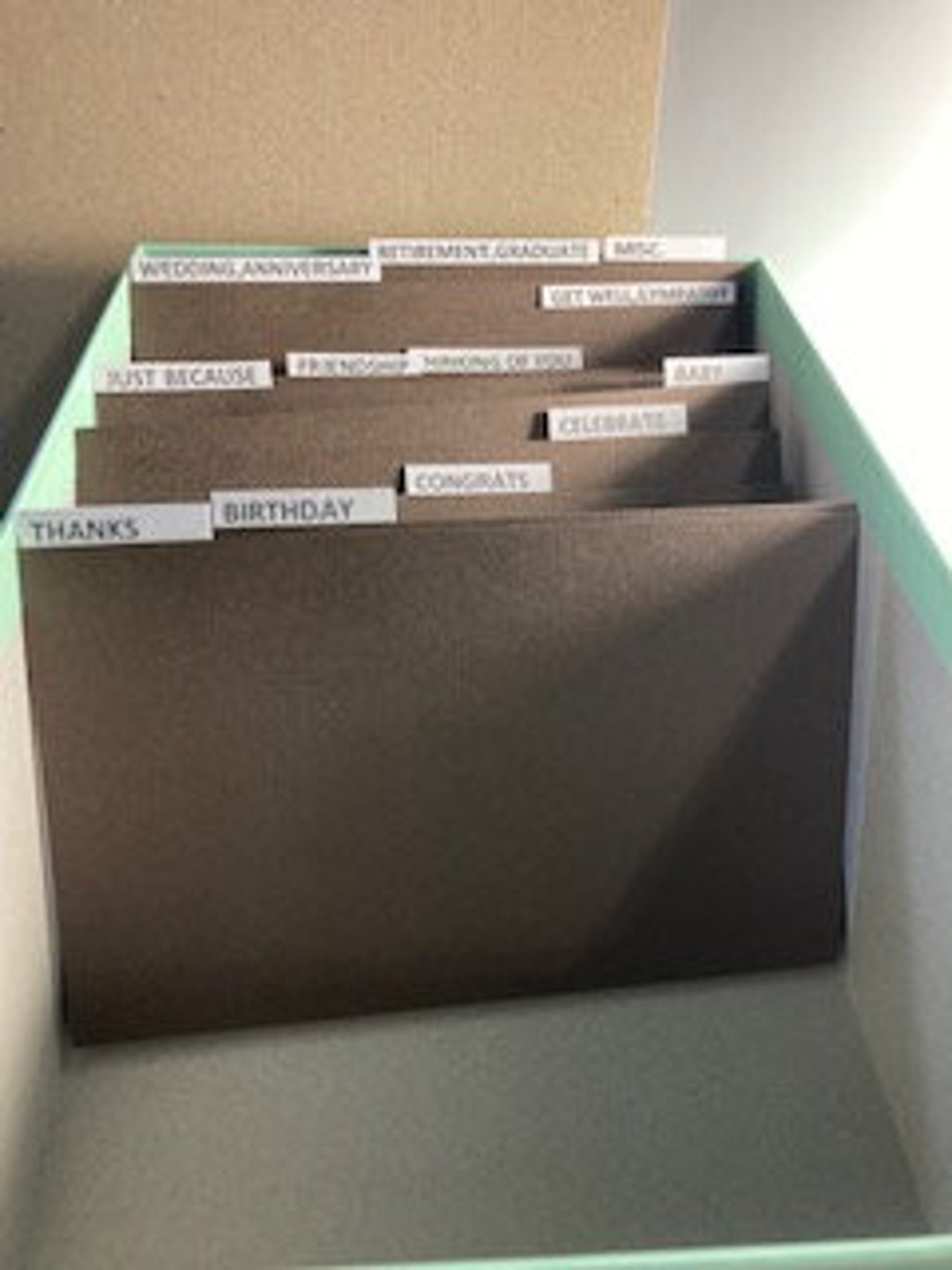 Greeting Card Organizer Dividers Choose Your Greetings and Divider Colors BOXES SOLD SEPARATELY