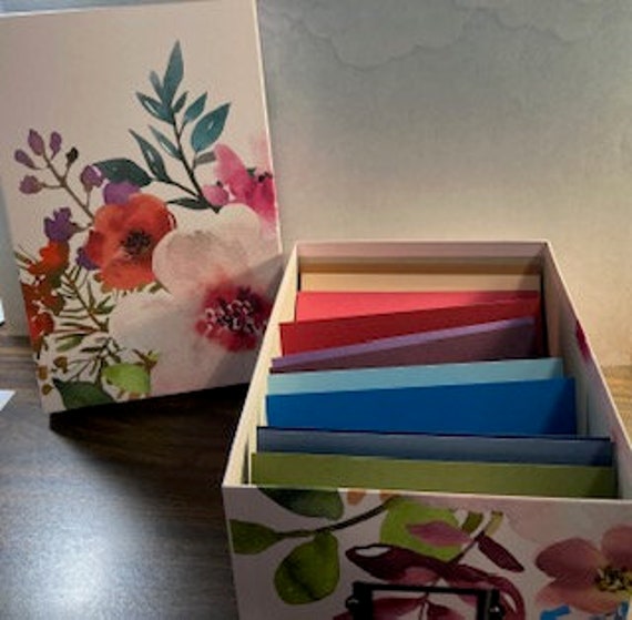 Greeting Card Organizing Box With 1 Set of Dividers 4 1/2 Inches Tall 7 1/4  Inches Wide 