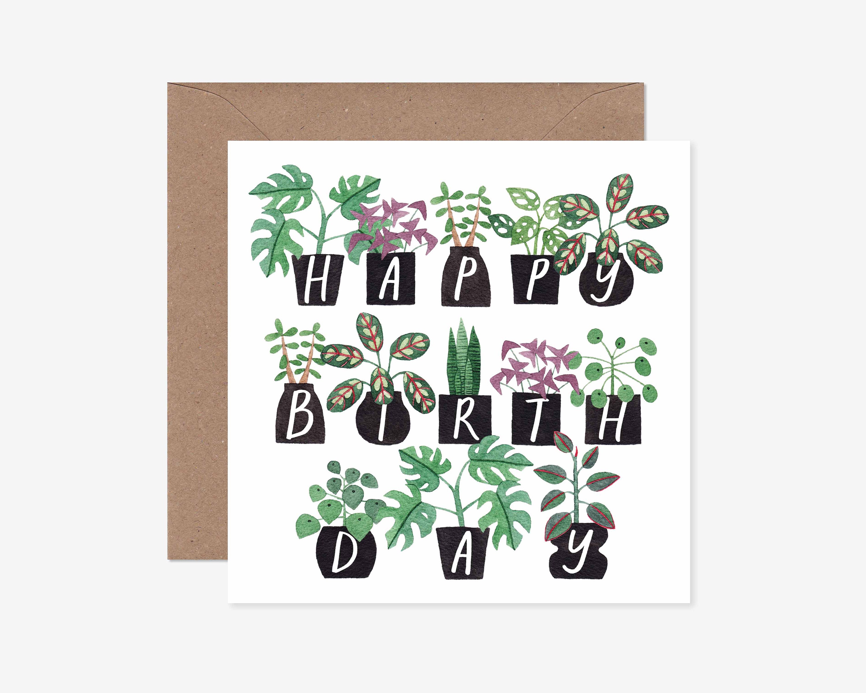 Plantes En Pot Joyeux Anniversaire Carte De Voeux Plante Carte Etsy