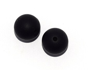 10, 20 or 50 round beads in black food silicone 12 or 15 mm - manufacture rattle and baby nipple attachment to CE standards