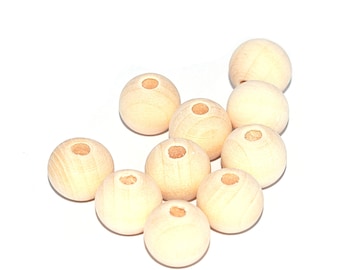100, 200 or 500 round natural wood beads (light beige) 8 mm or 10 mm or 12 mm