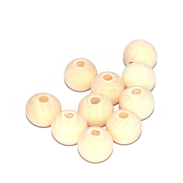 100 ,  200 ou 500 perles  rondes en bois naturel (beige clair) 8 mm ou 10 mm ou 12 mm