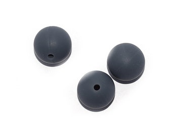 10, 20 or 50 round pearls in dark gray food silicone 12 - 15 mm - manufacture rattle and baby nipple attachment to CE standards