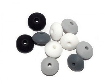 10, 20, 50 round beads / food silicone lens camaieu black, gray, white 10mm manufacture rattle / baby nipple attachment - CE standards