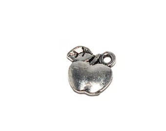 20, 50 or 100 Apple 10x10mm silver metal (Pendant / charm fruit food)