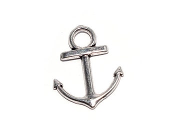 10, 20 ou 50 Ancre marine métal argenté 19x14mm  (breloque, pendentif)