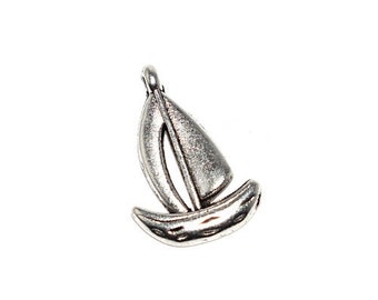 20 - 50 - 100 Sailing boat 19x13mm silver metal (charm, pendant)
