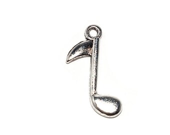 20, 50 or 100 Musical note (pin) silver metal 24x14mm (charm, pendant)