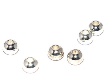 50, 100 ou 200 perle ronde en métal 4x3mm trou 1,7 mm métal argenté (zamac)
