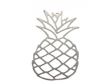 Anana plaqué argent (argenté) 20x40 mm - estampe pendentif fin