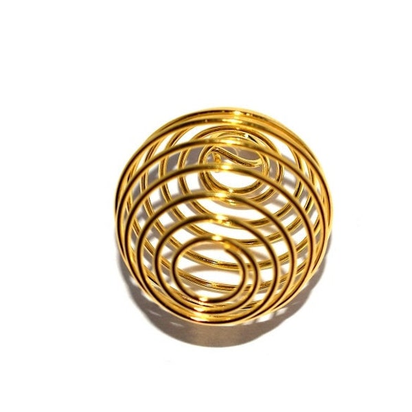 10, 20 ou 50 Pendentif spirale vide  idéal pour enfermer une perle ou un bola de grossesse en métal doré (pour boule 18mm - 20mm)