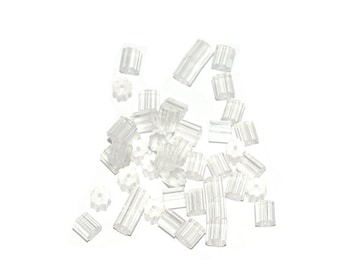 200, 500 ou 1000 embouts / poussoirs pour boucles d'oreilles  (papillon en silicone) transparent - Ref: 174