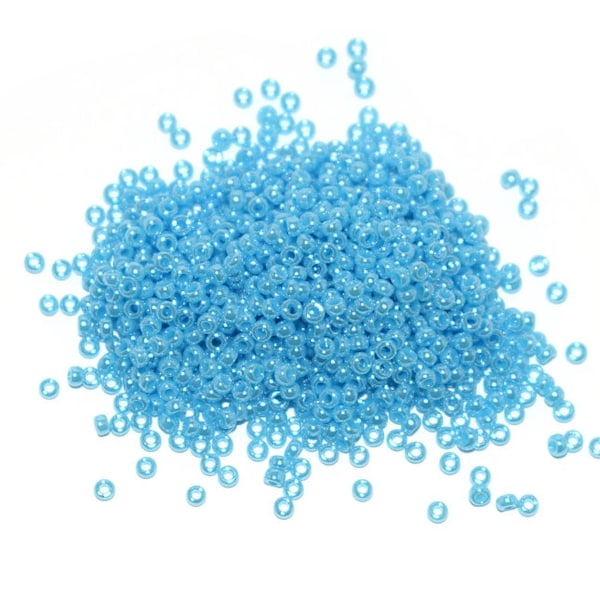 30 , 50 ou 100 g rocaille Miyuki 15/0 opaque topaz blue luster (aquamarine opaque lustré (bleu clair)) 15-433