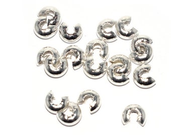 50, 100, 200 Crushing bead / 3mm knot cover or 5mm hole 1.2mm / 2mm silver metal (small locking/interlayer bead)