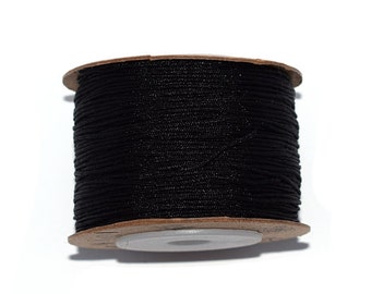 20, 50 ou 100 mètres fil nylon tressé 0,8mm (fil de jade) noir (idéal pour macramé ou renforcement tissage de perles)