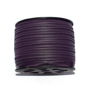 5, 10 or 20 meters of suede + leather (artificial suede) purple (dark purple) 3 mm