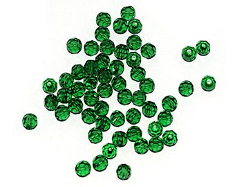 20 - 50 - 100 Round faceted crystal bead 4 mm Erinite (medium green) grade AAA