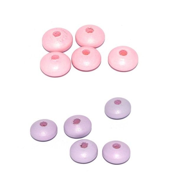 10, 20 ou 50  perles en bois naturel (lentille / rondelle) 12 mm rose ou lavande (mauve clair  - fabrication jouet bébé aux normes CE, NF-71