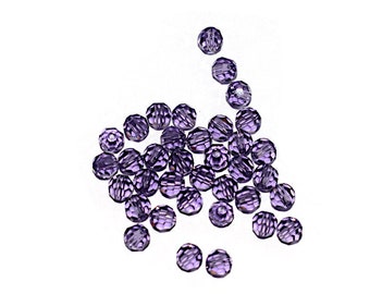 20 - 50 - 100 Perle ronde à facettes cristal 4 mm Tanzanite grade AAA (violet moyen)