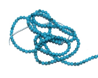 50 , 100 ou 200 Perle véritable Turquoise 2mm ronde mm  naturelles semi préciseuse