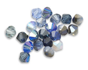 20, 50 or 100 assortment Swarovski crystal top bead 3 or 4 mm camaieu / gradient blue (light, dark, sapphire, capri blue etc.)